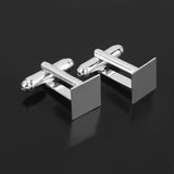 Maxbell 2x20Pcs Fashion Silver 10mm Flat Square Blank Settings Cuff Links Cufflinks