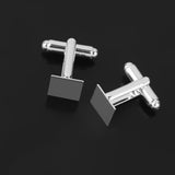 Maxbell 2x20Pcs Fashion Silver 10mm Flat Square Blank Settings Cuff Links Cufflinks