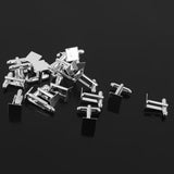 Maxbell 2x20Pcs Fashion Silver 10mm Flat Square Blank Settings Cuff Links Cufflinks