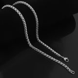 Maxbell 3x4mm 20" MENS Silver Stainless Steel Wheat Braided Chain Necklace