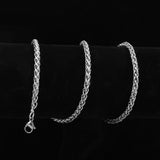 Maxbell 3x4mm 20" MENS Silver Stainless Steel Wheat Braided Chain Necklace