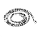 Maxbell 3x4mm 20" MENS Silver Stainless Steel Wheat Braided Chain Necklace