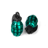 Maxbell 4 Black+Green Grenade Tyre Tire Valve Caps Dust Covers Bike Bicycle MTB BMX Car