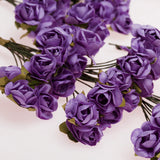 Maxbell 144pcs Mini Paper Rose Flowers for Craft Wedding Favor Home Decor Purple