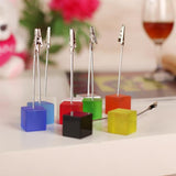 Maxbell 5x CLEAR YELLOW CUBE Memo Paper Recipe Note Clip Wedding Photo PLACE CARD HOLDER