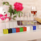 Maxbell 5x CLEAR YELLOW CUBE Memo Paper Recipe Note Clip Wedding Photo PLACE CARD HOLDER