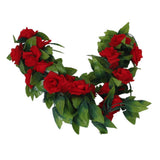 Maxbell 8x 8Ft Artificial Rose Silk Flower Green Leaf Vine Garland Home Wall Party Decor