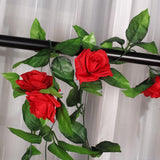 Maxbell 8x 8Ft Artificial Rose Silk Flower Green Leaf Vine Garland Home Wall Party Decor