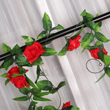 Maxbell 8x 8Ft Artificial Rose Silk Flower Green Leaf Vine Garland Home Wall Party Decor