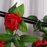 Maxbell 8x 8Ft Artificial Rose Silk Flower Green Leaf Vine Garland Home Wall Party Decor