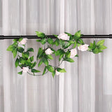 Maxbell 8x 8Ft Artificial Rose Silk Flower Green Leaf Vine Garland Home Wall Party Decor