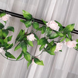 Maxbell 8x 8Ft Artificial Rose Silk Flower Green Leaf Vine Garland Home Wall Party Decor