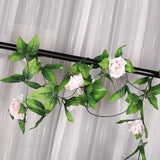 Maxbell 8x 8Ft Artificial Rose Silk Flower Green Leaf Vine Garland Home Wall Party Decor
