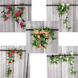 Maxbell 8x 8Ft Artificial Rose Silk Flower Green Leaf Vine Garland Home Wall Party Decor