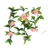 Maxbell 2x Artificial Rose Garland Silk Flower Wedding Home Garden Decor - Peach