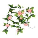 Maxbell 2x Artificial Rose Garland Silk Flower Wedding Home Garden Decor - Peach