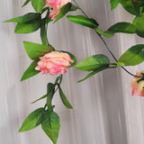 Maxbell 8x 8Ft Artificial Rose Silk Flower Green Leaf Vine Garland Home Wall Party Decor