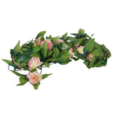 Maxbell 8x 8Ft Artificial Rose Silk Flower Green Leaf Vine Garland Home Wall Party Decor