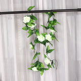 Maxbell 8x 8Ft Artificial Rose Silk Flower Green Leaf Vine Garland Home Wall Party Decor