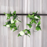 Maxbell 8x 8Ft Artificial Rose Silk Flower Green Leaf Vine Garland Home Wall Party Decor