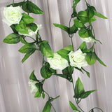 Maxbell 8x 8Ft Artificial Rose Silk Flower Green Leaf Vine Garland Home Wall Party Decor