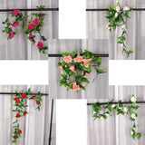 Maxbell 8x 8Ft Artificial Rose Silk Flower Green Leaf Vine Garland Home Wall Party Decor
