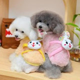 Maxbell Maxbell Smiling Rabbit Pink Round Collar Coat Apparel for Pet Dog - S