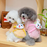 Maxbell Maxbell Smiling Rabbit Pink Round Collar Coat Apparel for Pet Dog - S