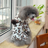 Maxbell Maxbell White with Chocolate Leopard Hooded Jumpsuit for Pet Dog - XL