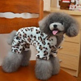 Maxbell Maxbell White with Chocolate Leopard Hooded Jumpsuit for Pet Dog - XL