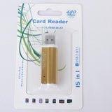 Maxbell Mini Golden 4 Ports USB 2.0 SD/MMC/RS MMC/Mini SD /TF All in one Memory Card Reader