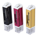 Maxbell Mini Golden 4 Ports USB 2.0 SD/MMC/RS MMC/Mini SD /TF All in one Memory Card Reader