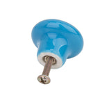 Maxbell 5 x Blue Round Ceramic Kitchen Cabinet Cupboard Handles Pull Knobs