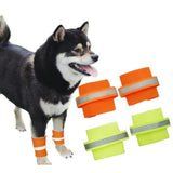Maxbell 2Pairs Elastic Pet Dog Fluorescent Safety Leg Bands Knee Cap Reflective Strips L