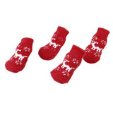 Maxbell Maxbell Christmas Reindeer Pet Dog Puppy Cat Non-Slip Socks with Paw Prints Size S