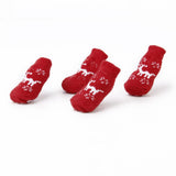 Maxbell Maxbell Christmas Reindeer Pet Dog Puppy Cat Non-Slip Socks with Paw Prints Size S