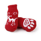 Maxbell Maxbell Christmas Reindeer Pet Dog Puppy Cat Non-Slip Socks with Paw Prints Size S
