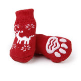 Maxbell Maxbell Christmas Reindeer Pet Dog Puppy Cat Shoes Slippers Non-Slip Socks with Paw Prints Size M