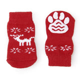 Maxbell Maxbell Christmas Reindeer Pet Dog Puppy Cat Shoes Slippers Non-Slip Socks with Paw Prints Size M