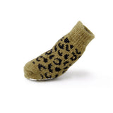 Maxbell Maxbell Leopard Print Pattern Pet Dog Puppy Cat Non-slip Socks with Cute Paw Prints XL