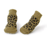 Maxbell Maxbell Leopard Print Pattern Pet Dog Puppy Cat Non-slip Socks with Cute Paw Prints XL