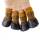 Maxbell Maxbell Leopard Print Waterproof Dog Puppy Cat Pet Shoes Slippers Non-Slip Socks - #1
