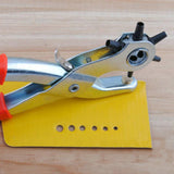 Maxbell Leather Hole Punch Hand Plier with 6 Sized Tubes for Heavy Duty Belt Watch Band Holes