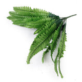 Maxbell 3 Bunch Artificial Green Boston Fern Plastic Grass Leaves Plant for Home Wedding Arrangement Decoration Size L