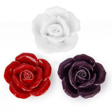 Maxbell a pair Dark Purple Rose Flower Ceramic Kitchen Cabinet Cupboard Handles Pull Knob