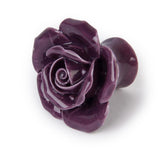Maxbell a pair Dark Purple Rose Flower Ceramic Kitchen Cabinet Cupboard Handles Pull Knob