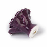 Maxbell a pair Dark Purple Rose Flower Ceramic Kitchen Cabinet Cupboard Handles Pull Knob