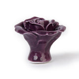 Maxbell a pair Dark Purple Rose Flower Ceramic Kitchen Cabinet Cupboard Handles Pull Knob