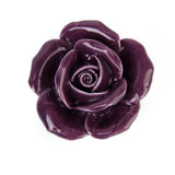 Maxbell a pair Dark Purple Rose Flower Ceramic Kitchen Cabinet Cupboard Handles Pull Knob