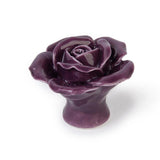 Maxbell a pair Dark Purple Rose Flower Ceramic Kitchen Cabinet Cupboard Handles Pull Knob